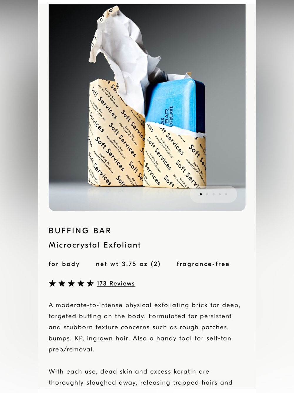 NEW! I exfoliating body bar – soft services